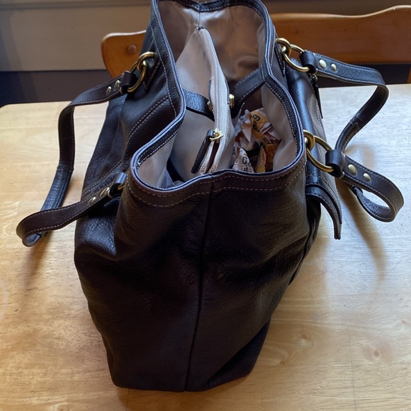 Coach purse bag F-19044 leather brown 12(14)x9x4” pre-owned - Picture 4 of 17